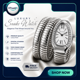 Premium Triple‑Wrap Snake Watch | Diamond‑Set Bezel