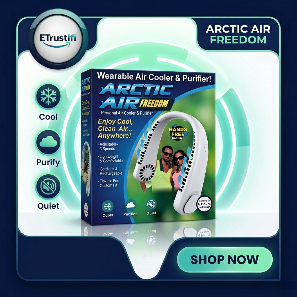 Premium & Sleek ArcticBreeze™ Wearable Neck Fan & Air Purifier | USB Rechargeable Personal Cooling Companion