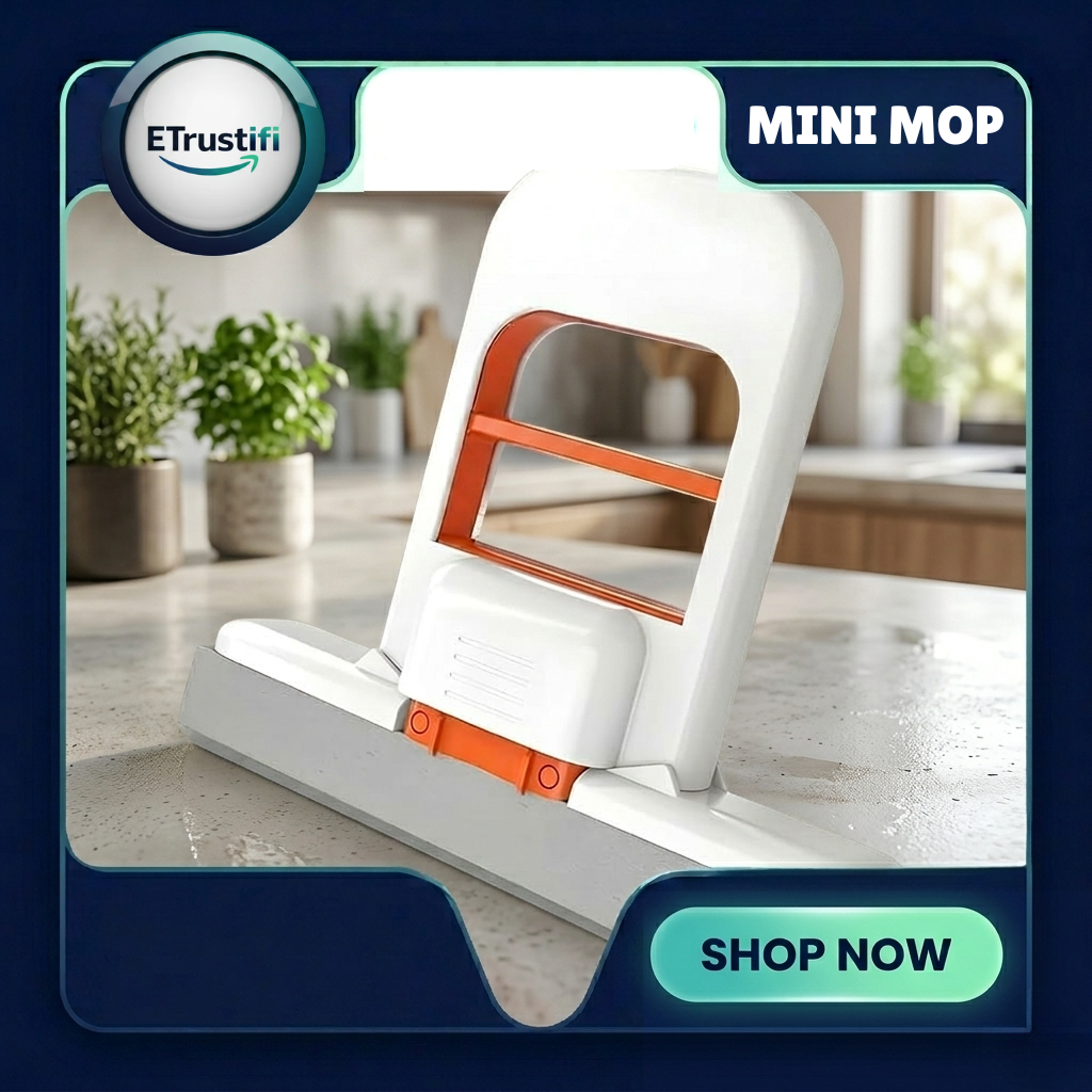 Foldable Mini Mop | Portable Desktop Wet & Dry Cleaning Mop | Self‑Squeezing